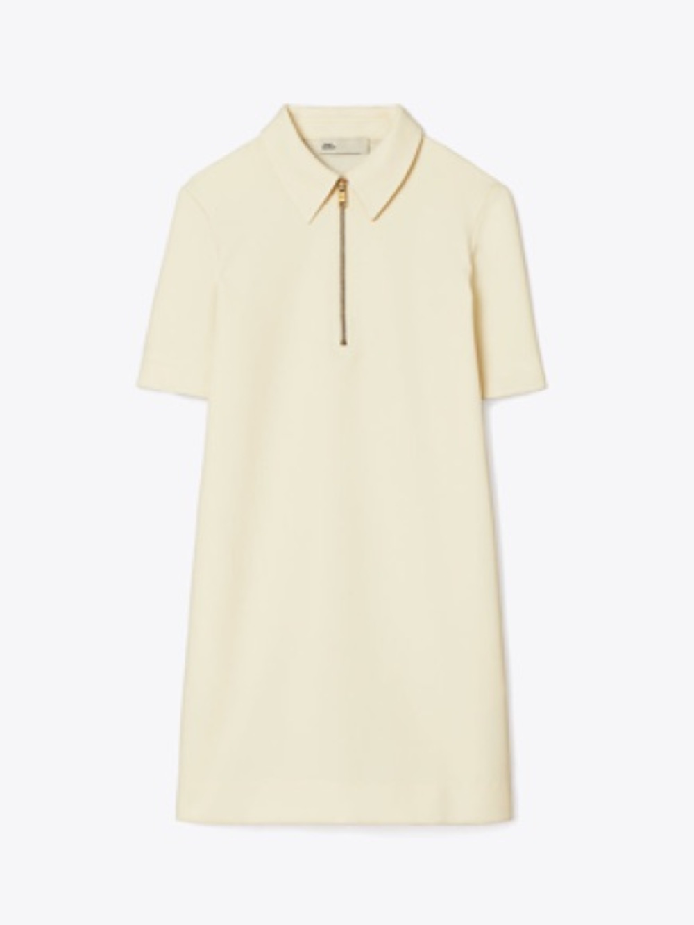 Tory Burch Cream Short Sleeve Polo Dress with Zip Collar size 6